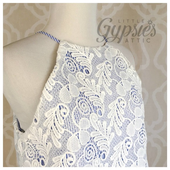 Little Cottage Blue Gingham Lace Top - Picture 2 of 8